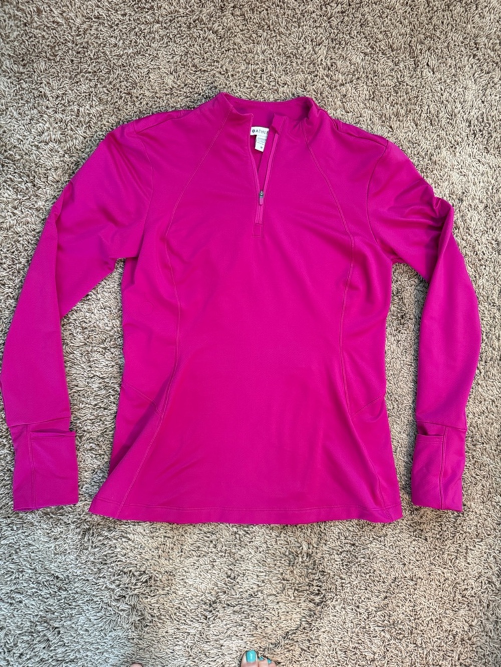 Athleta Fuchsia Half-Zip Long Sleeve Performance Top